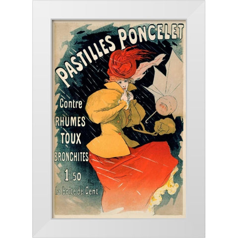 Pastilles Poncelet White Modern Wood Framed Art Print by Cheret, Jules