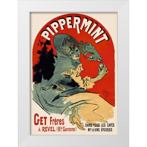 Pippermint White Modern Wood Framed Art Print by Cheret, Jules