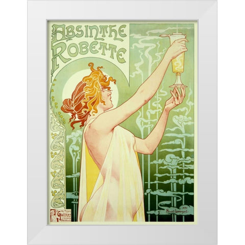 Absinthe Robette White Modern Wood Framed Art Print by Livemont, Privat