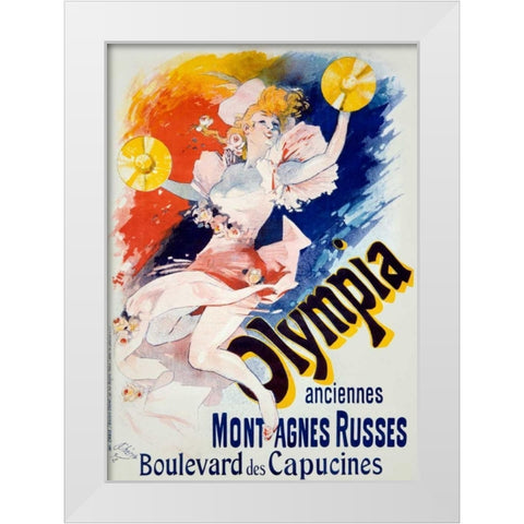 Olympia/Anciennes Montagnes Russes White Modern Wood Framed Art Print by Cheret, Jules