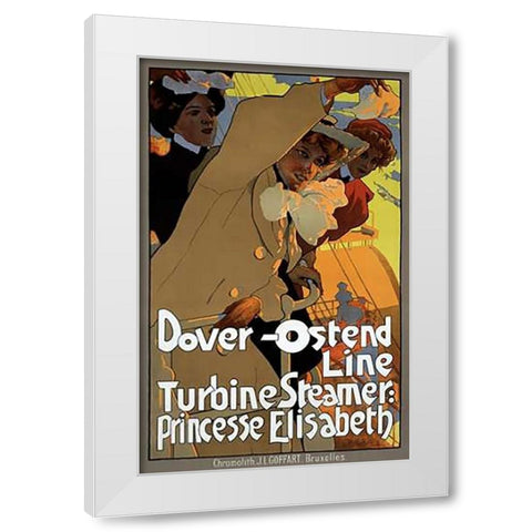 Dover-Ostend Line White Modern Wood Framed Art Print by Hohenstein, Adolfo