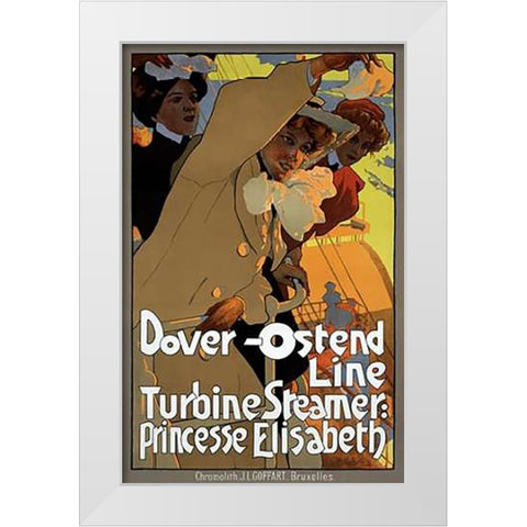 Dover-Ostend Line White Modern Wood Framed Art Print by Hohenstein, Adolfo