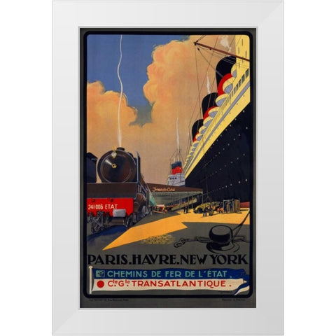 Paris, Havre, New York White Modern Wood Framed Art Print by Sebille, Albert
