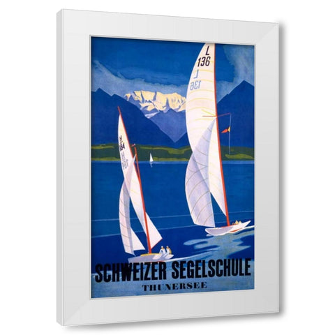 Schweizer Segelschule White Modern Wood Framed Art Print by Baumberger, Otto