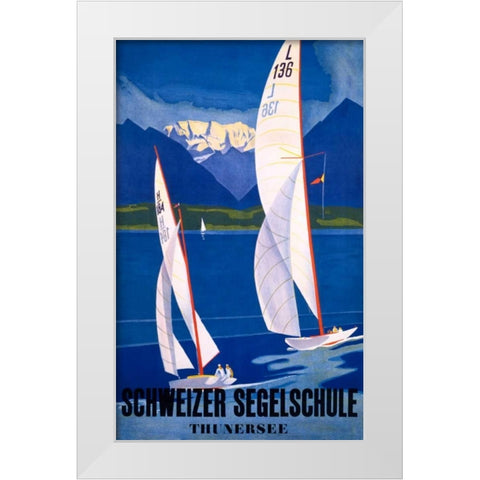 Schweizer Segelschule White Modern Wood Framed Art Print by Baumberger, Otto