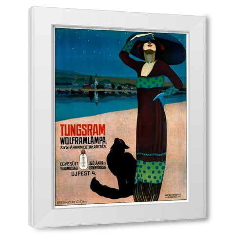 Tungsram Wolframlampa White Modern Wood Framed Art Print by Farago, Geza