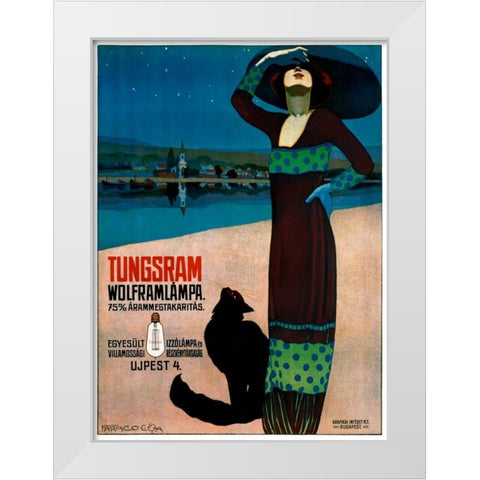 Tungsram Wolframlampa White Modern Wood Framed Art Print by Farago, Geza