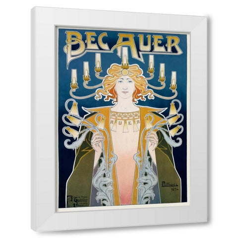 Bec Auer White Modern Wood Framed Art Print by Livemont, Privat