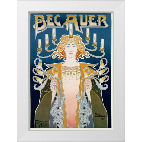 Bec Auer White Modern Wood Framed Art Print by Livemont, Privat