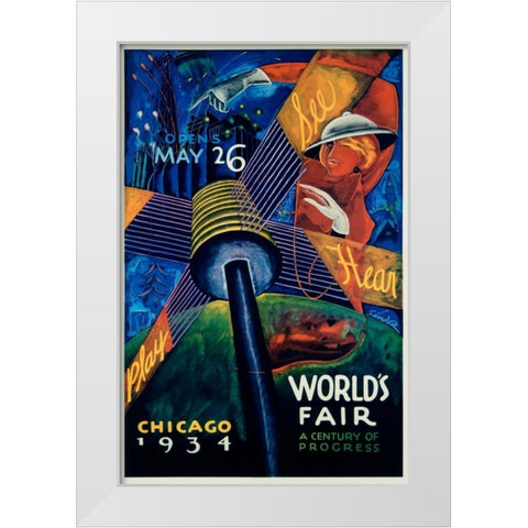 Chicago Worlds Fair 1933-34 White Modern Wood Framed Art Print by Sandor