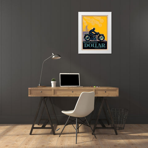 Motos and Cycles Dollar White Modern Wood Framed Art Print by Vaillant