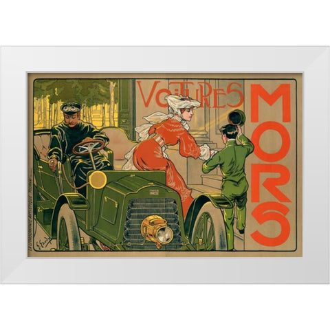 Voitures Mors White Modern Wood Framed Art Print by Gaudy, Georges