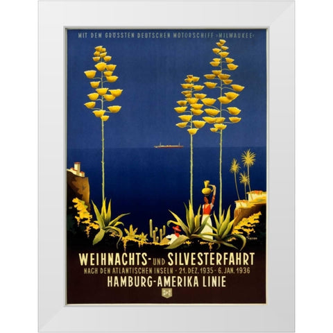 Hamburg-Amerika Linie White Modern Wood Framed Art Print by Anton, Ottomar