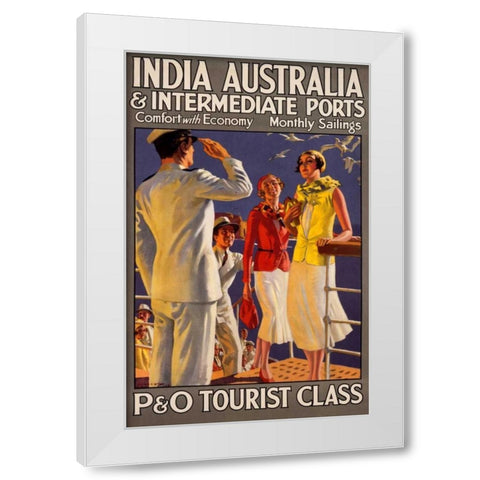 India Australia and Intermediate Ports/P and O White Modern Wood Framed Art Print by Michael