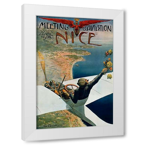 Meeting dâ€™Aviation/Nice White Modern Wood Framed Art Print by Brosse, Charles Leonce