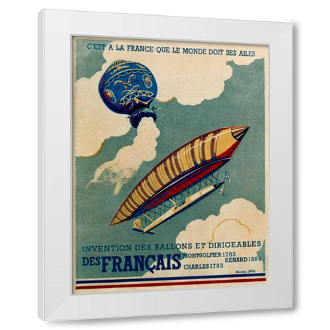 French Aviation: Commemorative Posters 1 of 3 White Modern Wood Framed Art Print by Cave, Lucien
