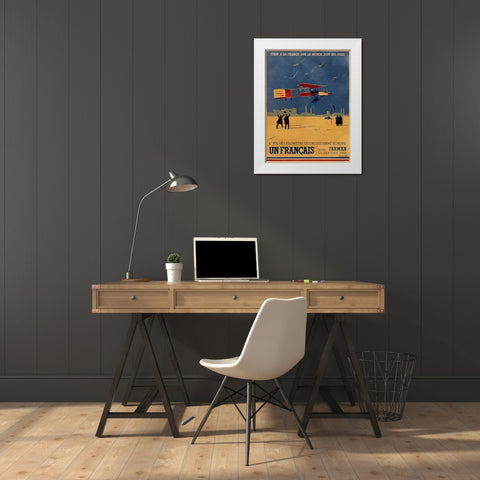French Aviation: Commemorative Posters 2 of 3 White Modern Wood Framed Art Print by Cave, Lucien