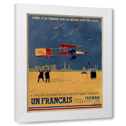 French Aviation: Commemorative Posters 2 of 3 White Modern Wood Framed Art Print by Cave, Lucien