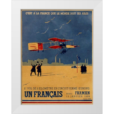 French Aviation: Commemorative Posters 2 of 3 White Modern Wood Framed Art Print by Cave, Lucien