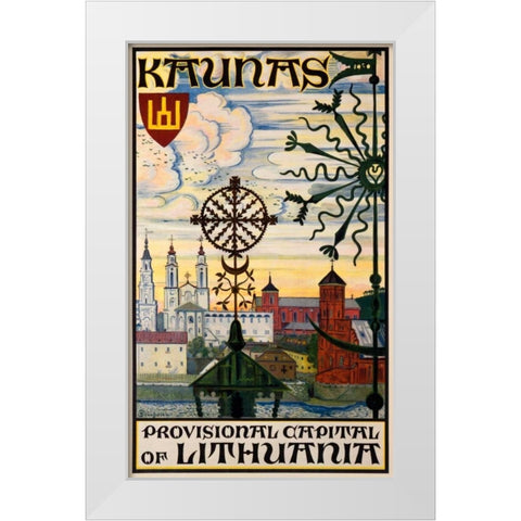Kaunas/Lithuania White Modern Wood Framed Art Print by Dobuzhinsky, Mstilav