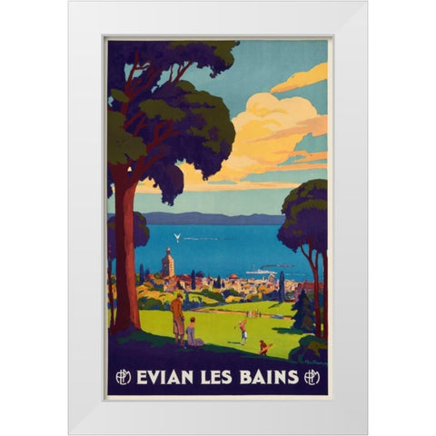 Evian les Bains White Modern Wood Framed Art Print by Francois, Geo