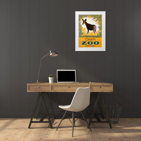 KÃ¸benhavn Zoo/Okapi White Modern Wood Framed Art Print by Lippert, Aage
