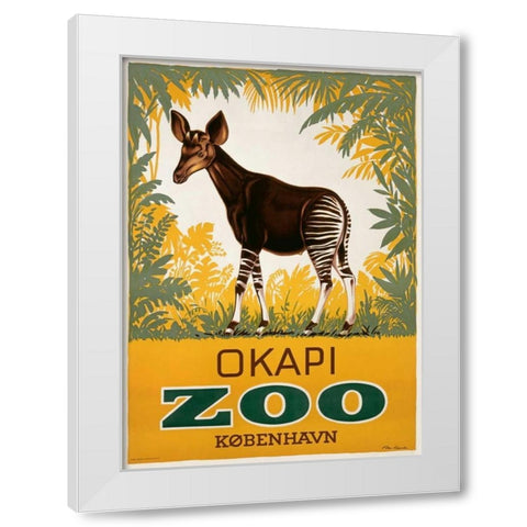 KÃ¸benhavn Zoo/Okapi White Modern Wood Framed Art Print by Lippert, Aage
