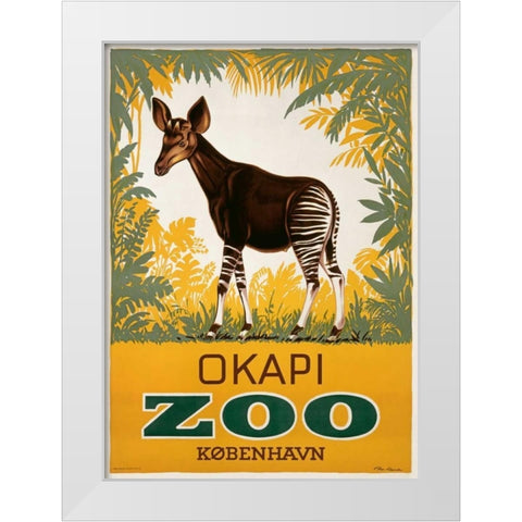 KÃ¸benhavn Zoo/Okapi White Modern Wood Framed Art Print by Lippert, Aage