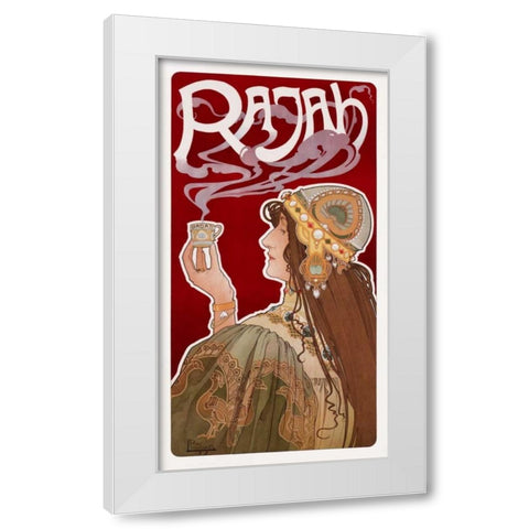 Rajah White Modern Wood Framed Art Print by Livemont, Privat