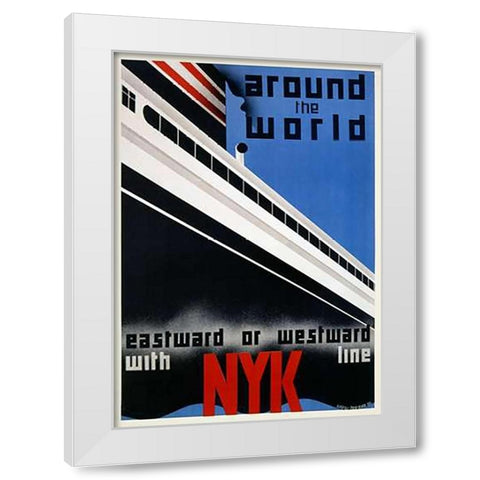 NYK Line/Around the World White Modern Wood Framed Art Print by Hemmin, George