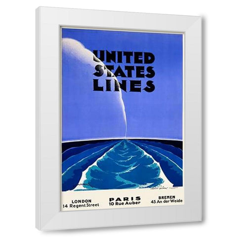 United States Lines White Modern Wood Framed Art Print by Maurus, Edmond