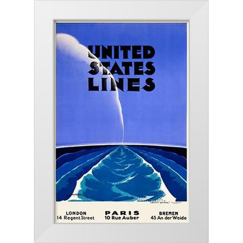 United States Lines White Modern Wood Framed Art Print by Maurus, Edmond