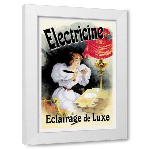 Electricine - Eclairage de Luxe White Modern Wood Framed Art Print by Cheret, Jules