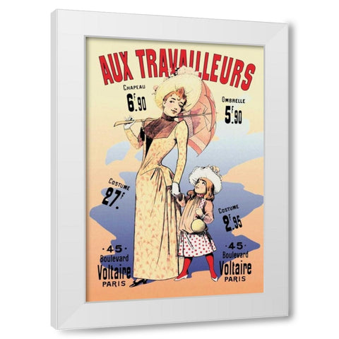 Aux Travailleurs White Modern Wood Framed Art Print by Choubrac, Alfred