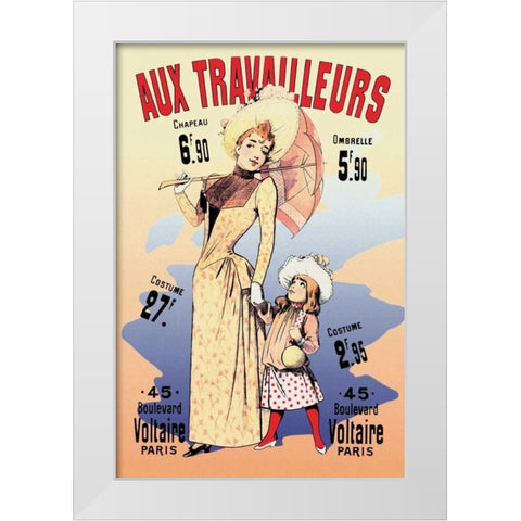 Aux Travailleurs White Modern Wood Framed Art Print by Choubrac, Alfred