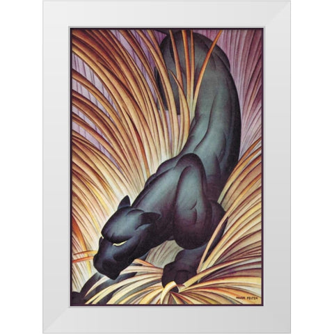 Stalking Panther, 1934 White Modern Wood Framed Art Print by Felton, Major