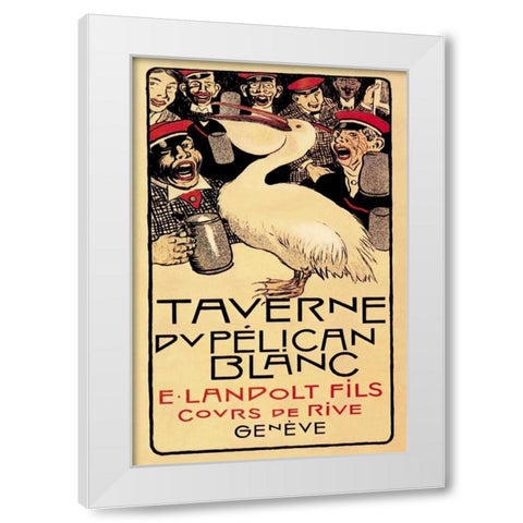 Taverne du Pelican Blanc, 1893 White Modern Wood Framed Art Print by Forestier, Henry-Claudius