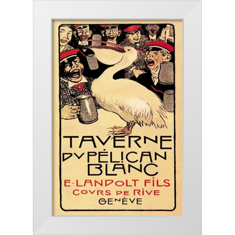 Taverne du Pelican Blanc, 1893 White Modern Wood Framed Art Print by Forestier, Henry-Claudius
