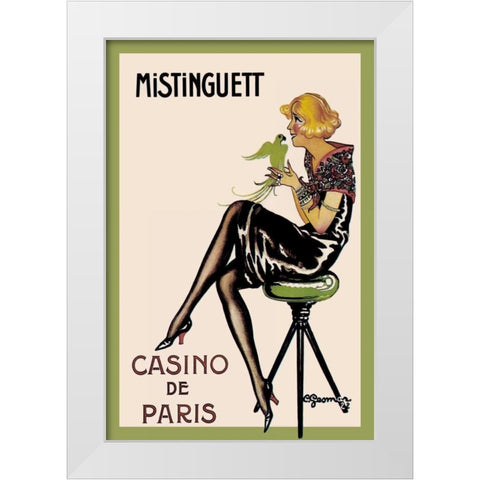 Mistinguett - Casino de Paris, 1922 White Modern Wood Framed Art Print by Gesmar, Charles