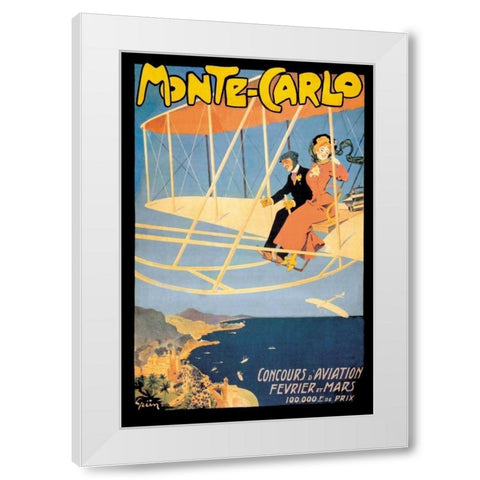Monte Carlo Concours d Aviation, 1910 White Modern Wood Framed Art Print by Grun, Jules Alexandre