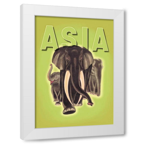 Indian Elephants, 1934 White Modern Wood Framed Art Print by Harrer, Robert