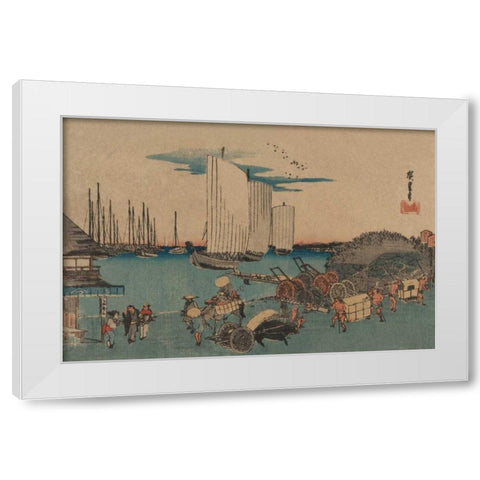 Okido at Takanawa (Takanawa okido no zu), 1832 White Modern Wood Framed Art Print by Hiroshige, Ando
