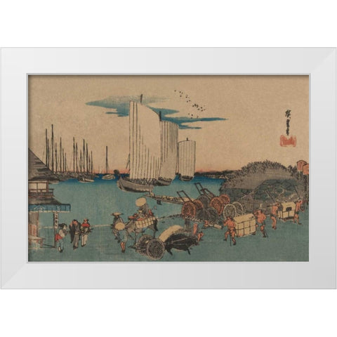 Okido at Takanawa (Takanawa okido no zu), 1832 White Modern Wood Framed Art Print by Hiroshige, Ando