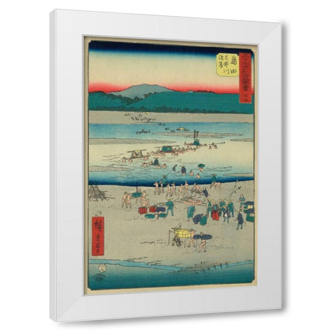 Shimada, 1855 White Modern Wood Framed Art Print by Hiroshige, Ando