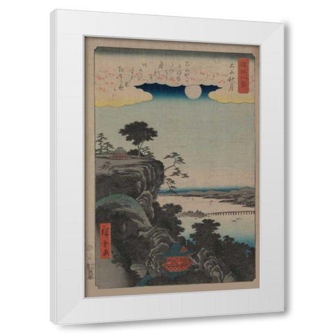 Autumn moon at Ishiyama (Ishiyama no shugestu), 1857 White Modern Wood Framed Art Print by Hiroshige, Ando