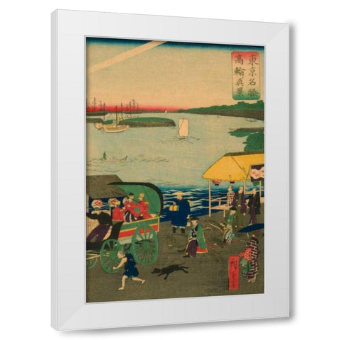 Famous places in Tokyo: real view of Takanawa (Tokyo meisho Takanawa no shinkei) #3, 1870 White Modern Wood Framed Art Print by Hiroshige, Utagawa