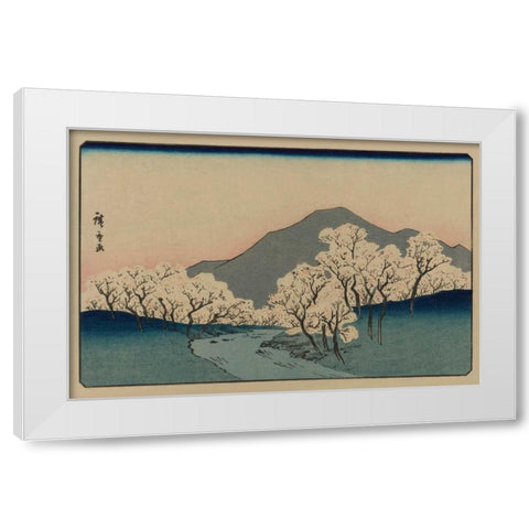 A Grove of Cherry Trees (Sakura namiki zu), 1900 White Modern Wood Framed Art Print by Hiroshige, Ando