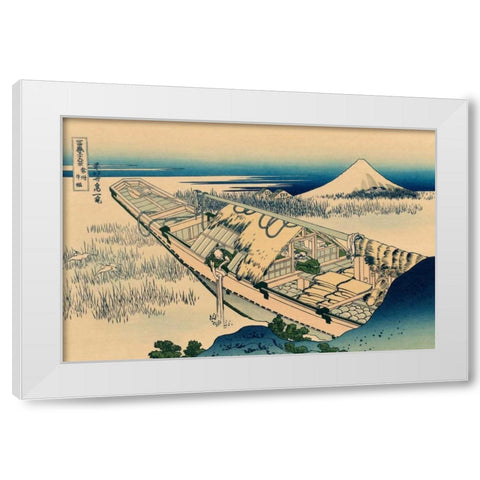 Ushibori in Hitachi Province, 1830 White Modern Wood Framed Art Print by Hokusai