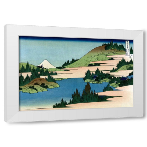 Lake of Hakone in Sagami Province, 1830 White Modern Wood Framed Art Print by Hokusai