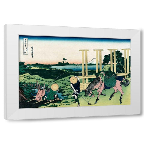 Senju in Musashi Province, 1830 White Modern Wood Framed Art Print by Hokusai
